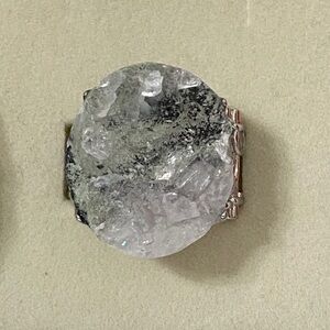 Elegant Silver-Tone Crystal Ring garden quartz statement piece